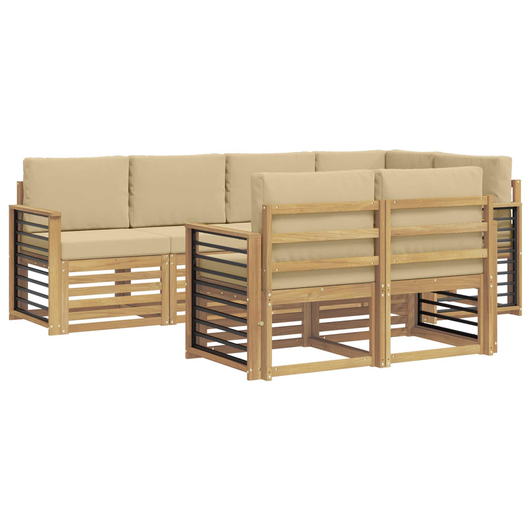 Udendørs sofagruppe 7 stk. Hvid og Beige Polyester