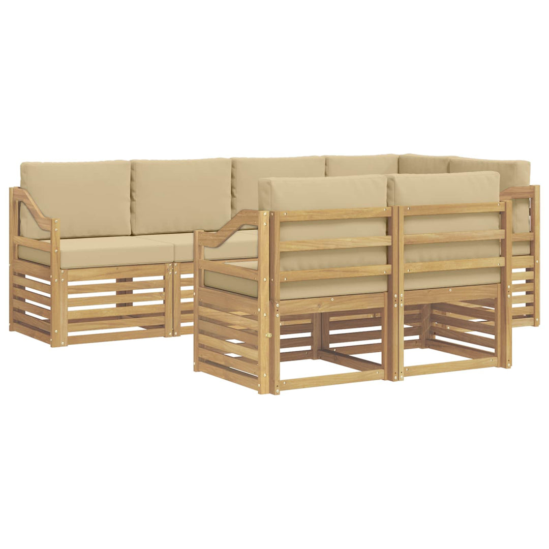Udendørs sofagruppe 7 stk. Hvid og Beige Polyester