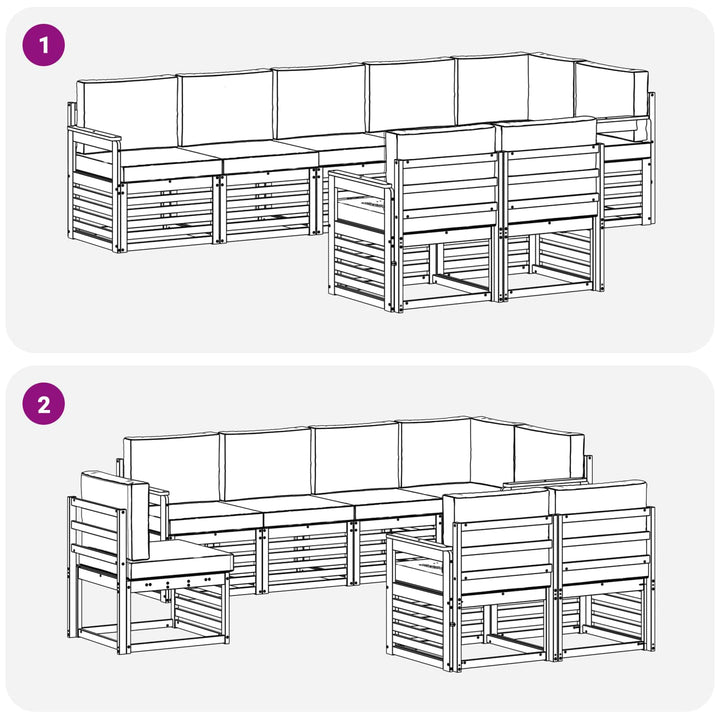 Udendørs sofagruppe 8 pcs Hvid og cremefarvet