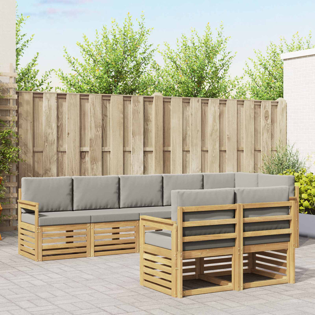 Udendørs sofagruppe 8 pcs Hvid og lysegrå 306 x 128,5 x 73 cm