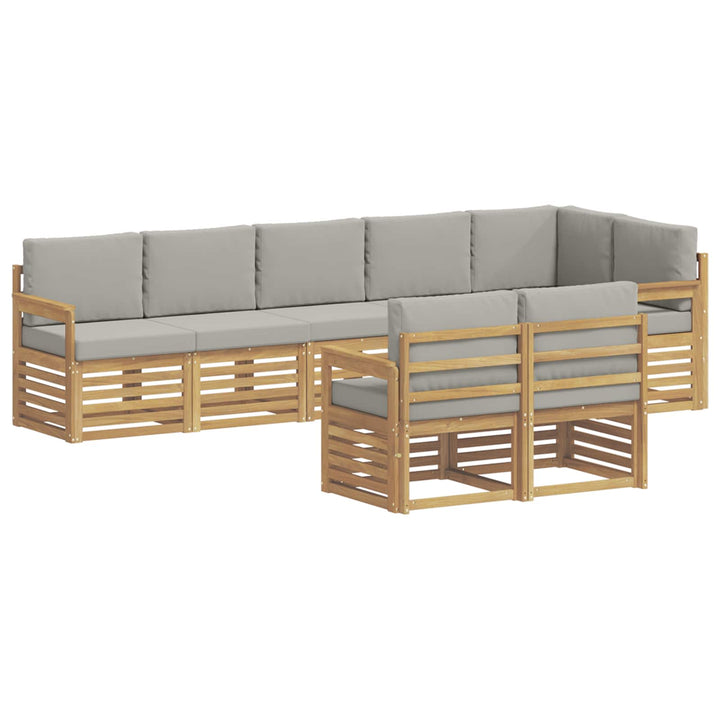 Udendørs sofagruppe 8 pcs Hvid og lysegrå 306 x 128,5 x 73 cm