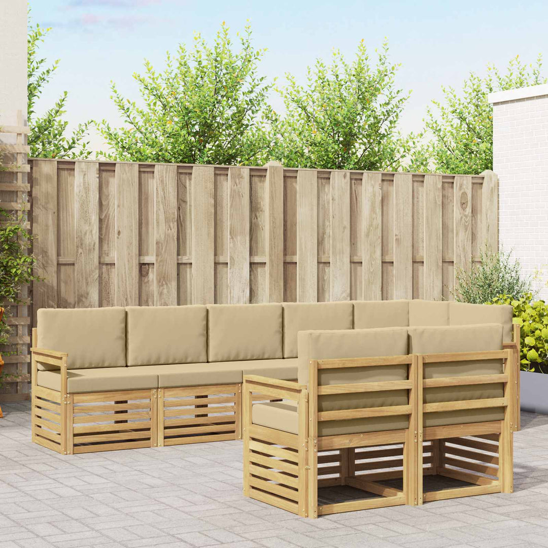 Udendørs sofagruppe 8 pcs Hvid og Beige 306 x 128,5 x 73 cm