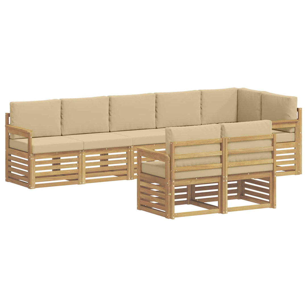Udendørs sofagruppe 8 pcs Hvid og Beige 306 x 128,5 x 73 cm