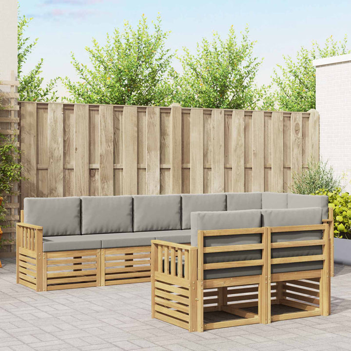 Udendørs sofagruppe 8 pcs Hvid og lysegrå 306 x 128,5 x 73 cm