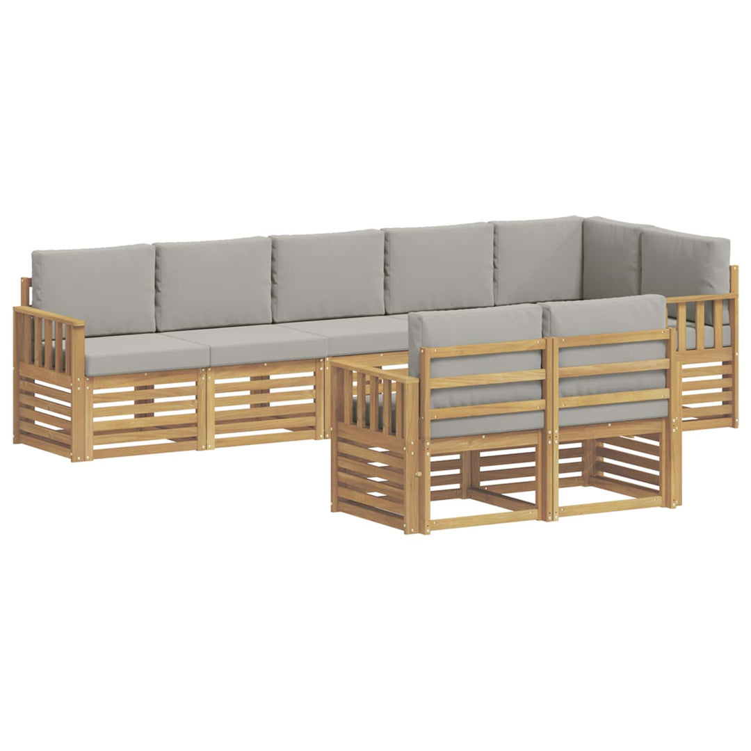 Udendørs sofagruppe 8 pcs Hvid og lysegrå 306 x 128,5 x 73 cm