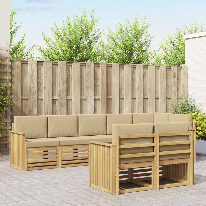 Udendørs sofagruppe 8 stk. Hvid og Beige Polyester