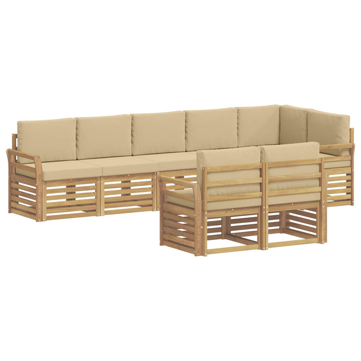 Udendørs sofagruppe 8 stk. Hvid og Beige Polyester