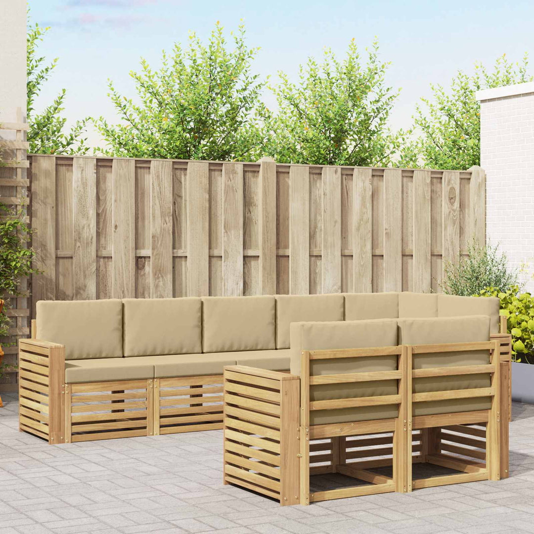 Udendørs sofagruppe 8 stk. Hvid og Beige Polyester