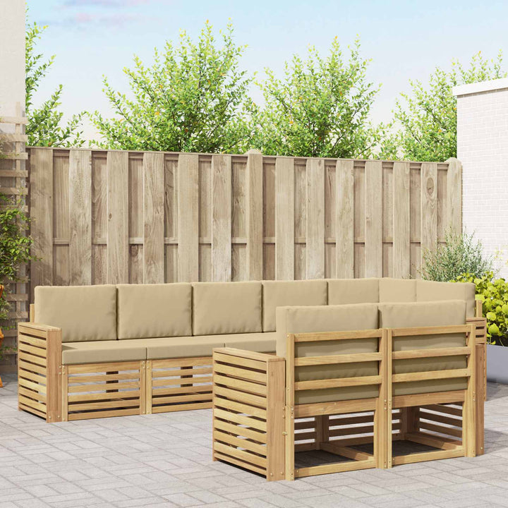 Udendørs sofagruppe 8 stk. Hvid og Beige Polyester