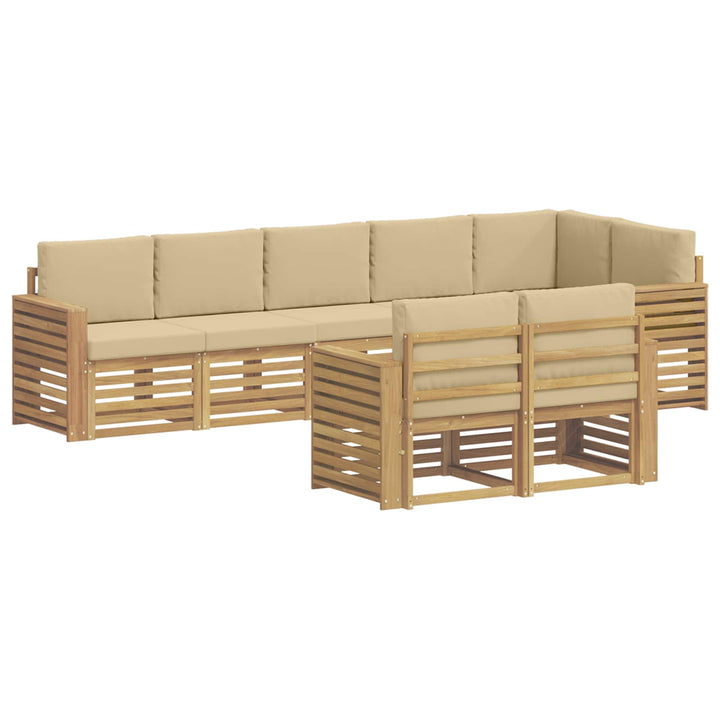 Udendørs sofagruppe 8 stk. Hvid og Beige Polyester