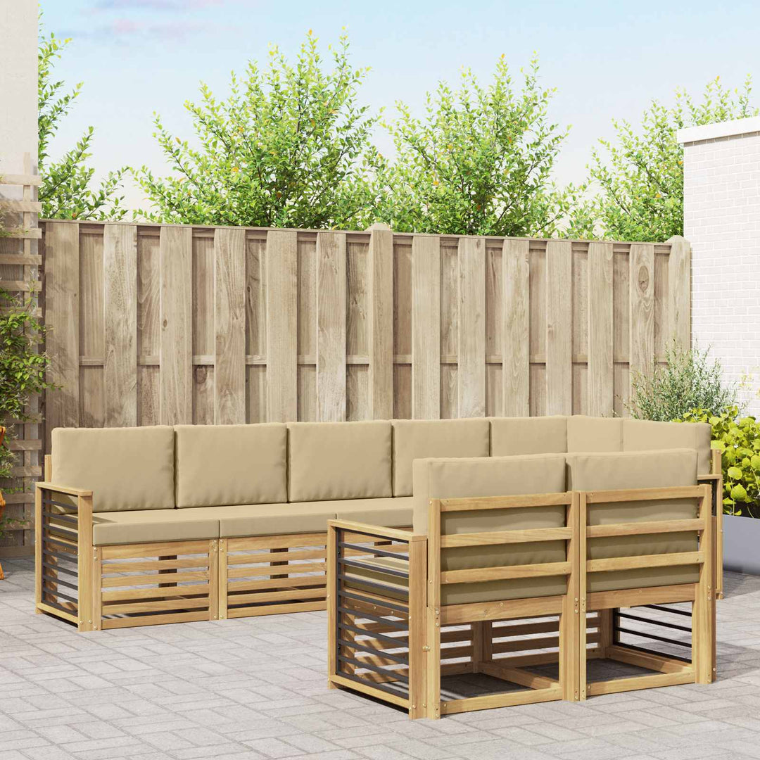 Udendørs sofagruppe 8 stk. Hvid og Beige Polyester