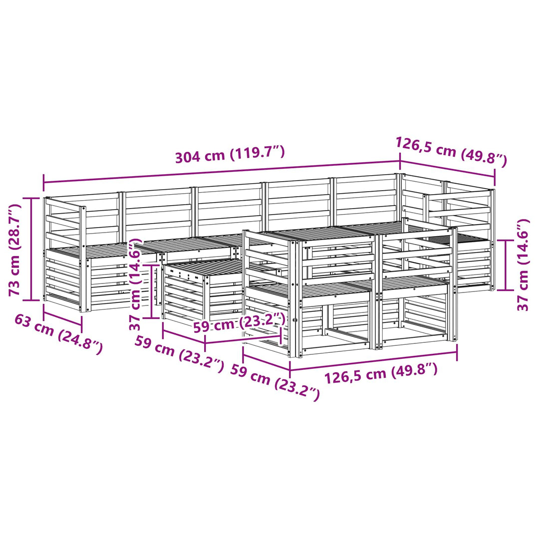 Udendørs sofagruppe 9 pcs Hvid 59 x 59 x 37 cm
