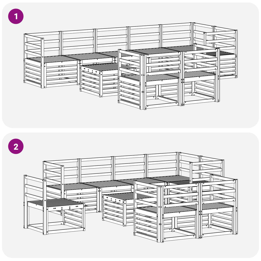 Udendørs sofagruppe 9 pcs Hvid 59 x 59 x 37 cm