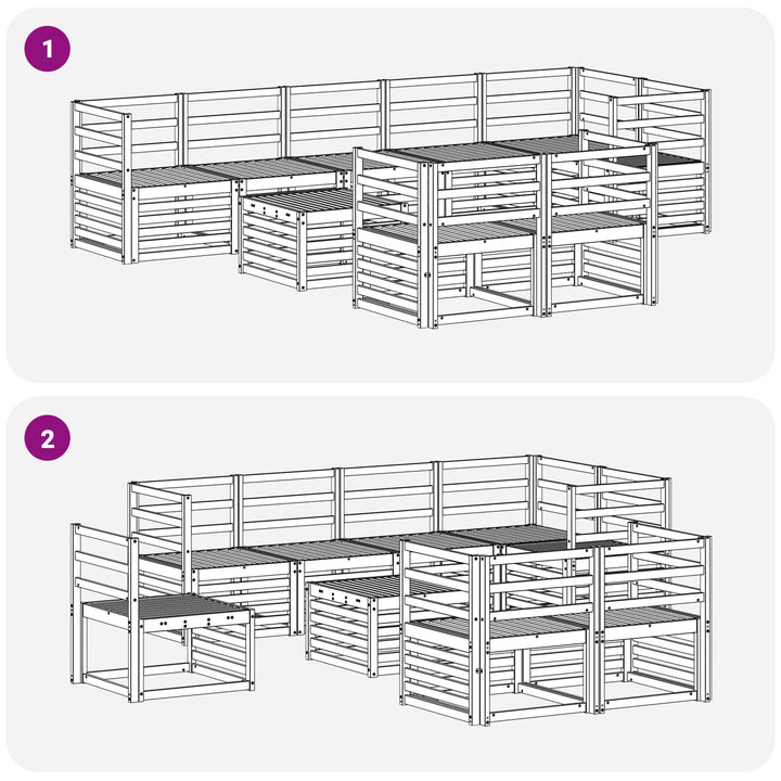 Udendørs sofagruppe 9 pcs Hvid 59 x 59 x 37 cm
