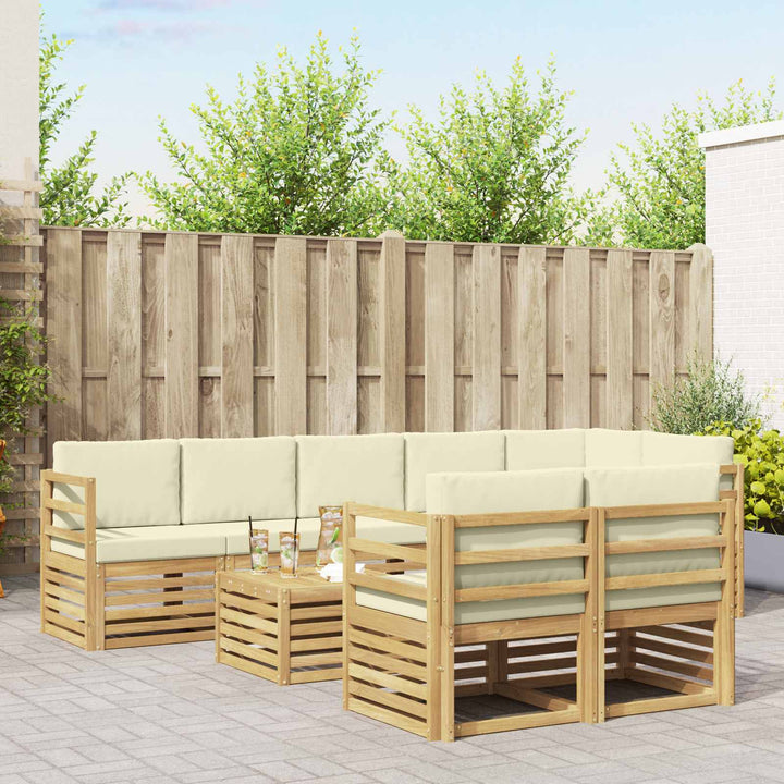 Sofasæt med pude 9 pcs Hvid og cremefarvet Massivt Akacietræ
