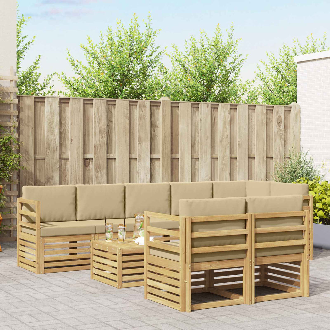 Udendørs sofagruppe 9 pcs Hvid og Beige 59 x 59 x 37 cm