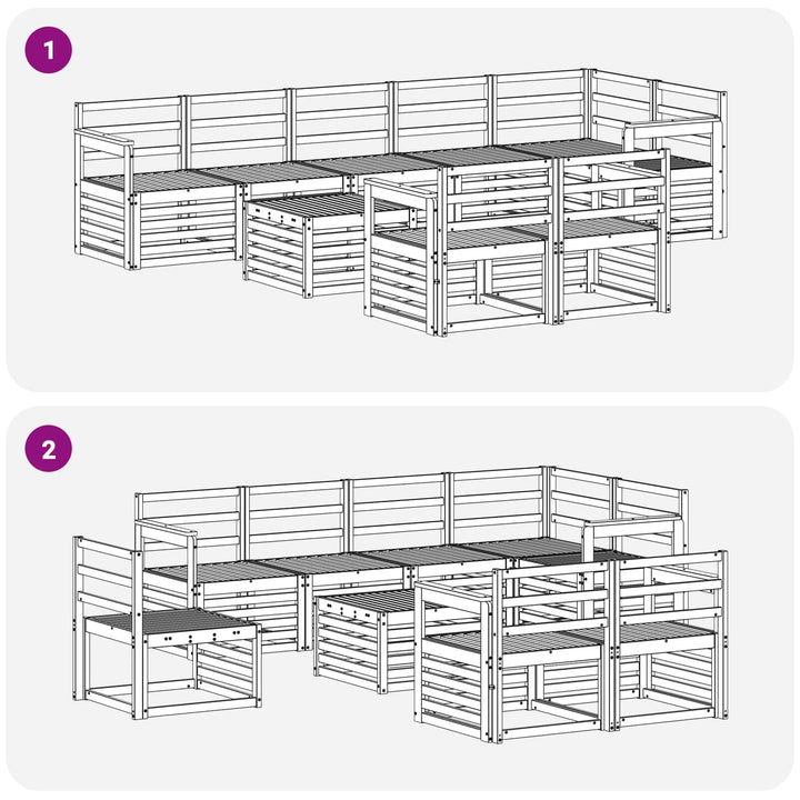 Udendørs sofagruppe 9 pcs Hvid 59 x 59 x 37 cm