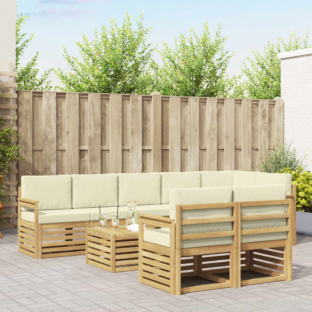 Udendørs sofagruppe 8 pcs Hvid og cremefarvet 59 x 59 x 37 cm
