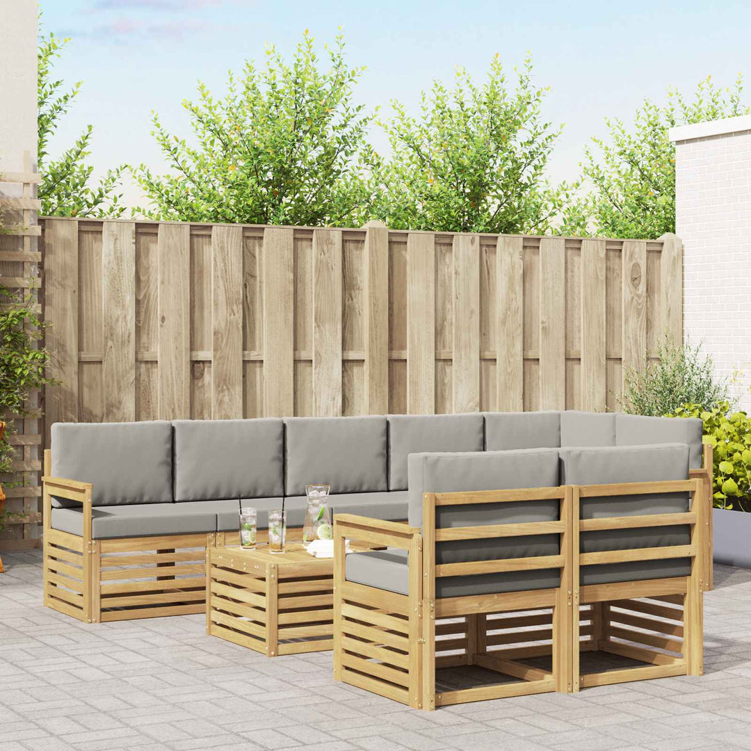 Udendørs sofagruppe 8 pcs Hvid og lysegrå 59 x 59 x 37 cm
