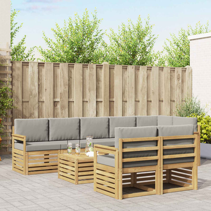 Udendørs sofagruppe 8 pcs Hvid og lysegrå 59 x 59 x 37 cm