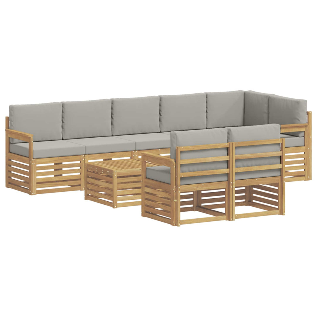 Udendørs sofagruppe 8 pcs Hvid og lysegrå 59 x 59 x 37 cm