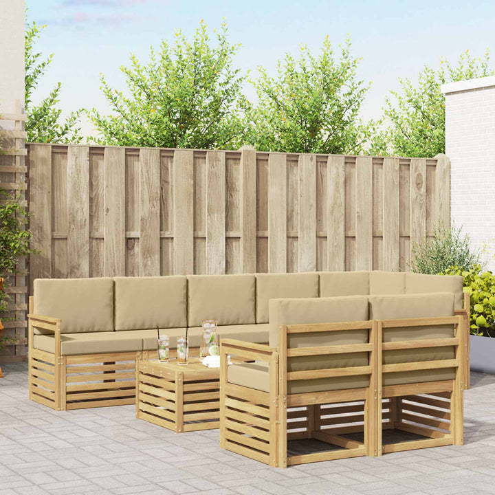Udendørs sofagruppe 8 pcs Hvid og Beige 59 x 59 x 37 cm