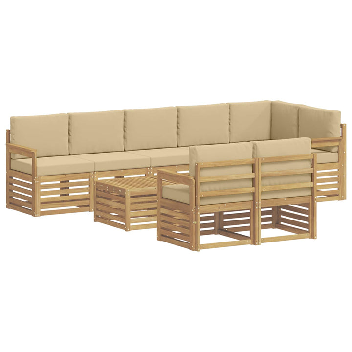 Udendørs sofagruppe 8 pcs Hvid og Beige 59 x 59 x 37 cm