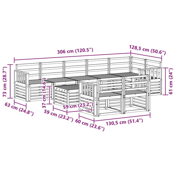Udendørs sofagruppe 9 pcs Hvid 59 x 59 x 37 cm