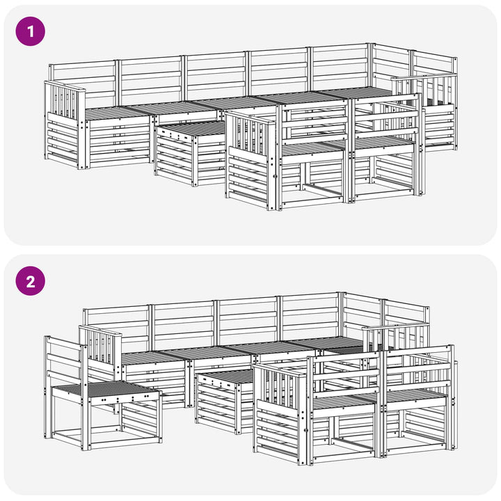 Udendørs sofagruppe 9 pcs Hvid 59 x 59 x 37 cm