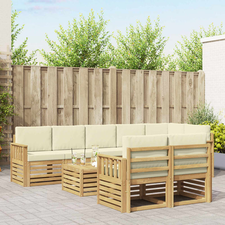 Udendørs sofagruppe 8 pcs Hvid og cremefarvet 59 x 59 x 37 cm