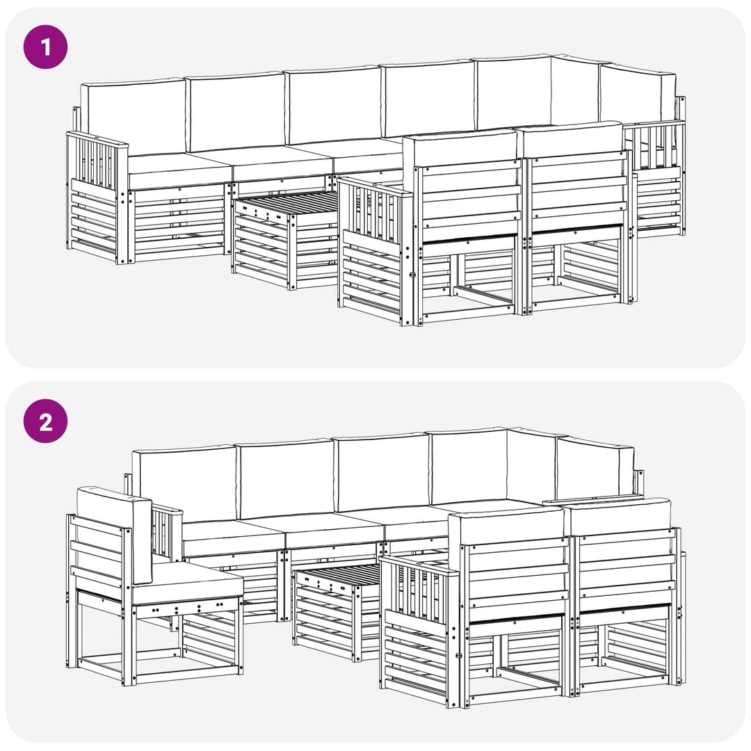Udendørs sofagruppe 8 pcs Hvid og antracit 59 x 59 x 37 cm