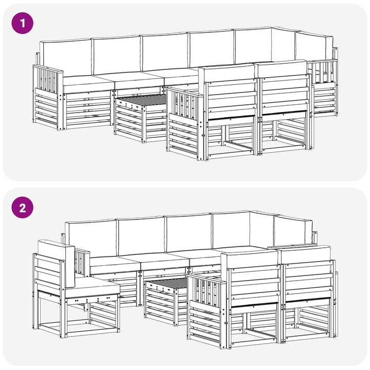 Udendørs sofagruppe 8 pcs Hvid og antracit 59 x 59 x 37 cm