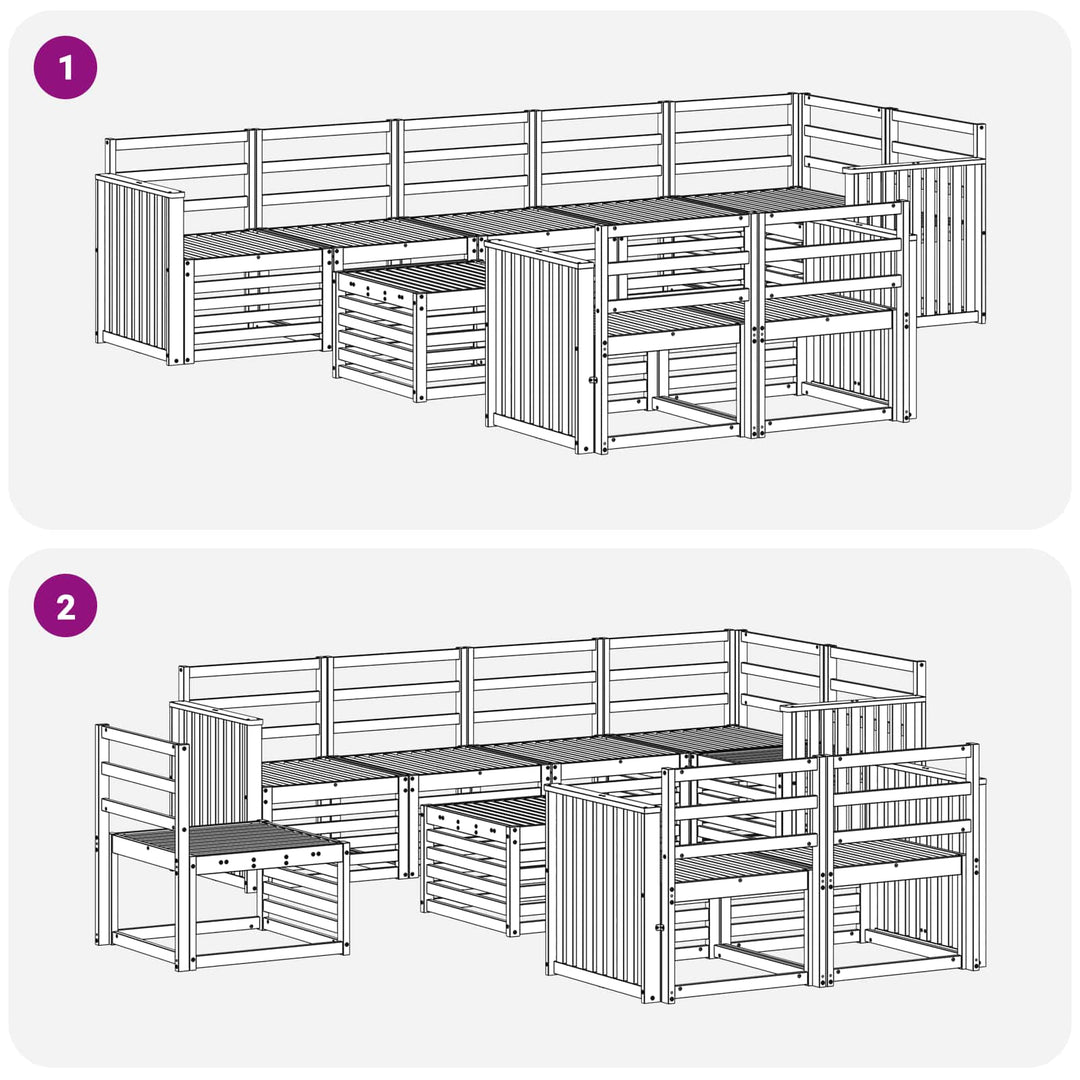 Udendørs sofagruppe 9 pcs Hvid 59 x 59 x 37 cm