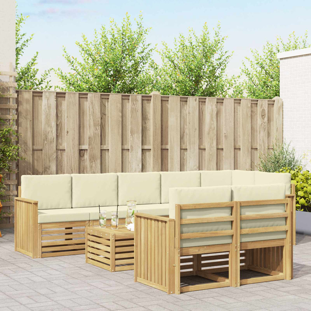 Udendørs sofagruppe 9 pcs Hvid og cremefarvet 59 x 59 x 37 cm
