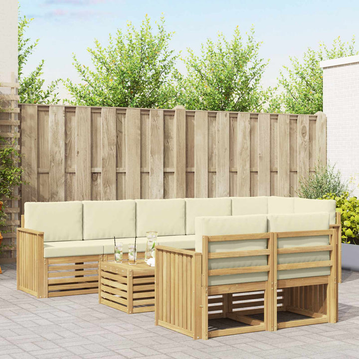 Udendørs sofagruppe 9 pcs Hvid og cremefarvet 59 x 59 x 37 cm