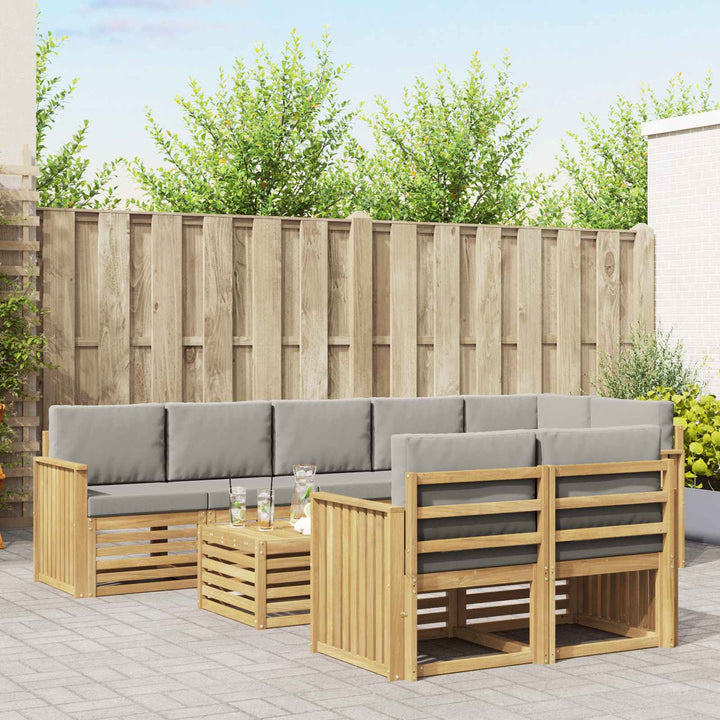 Udendørs sofagruppe 9 pcs Hvid og lysegrå 59 x 59 x 37 cm