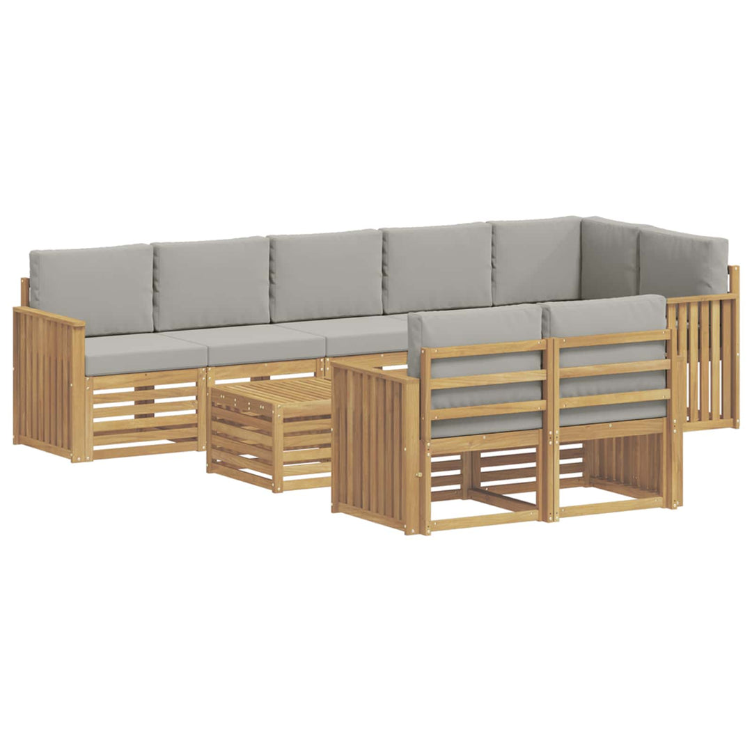 Udendørs sofagruppe 9 pcs Hvid og lysegrå 59 x 59 x 37 cm