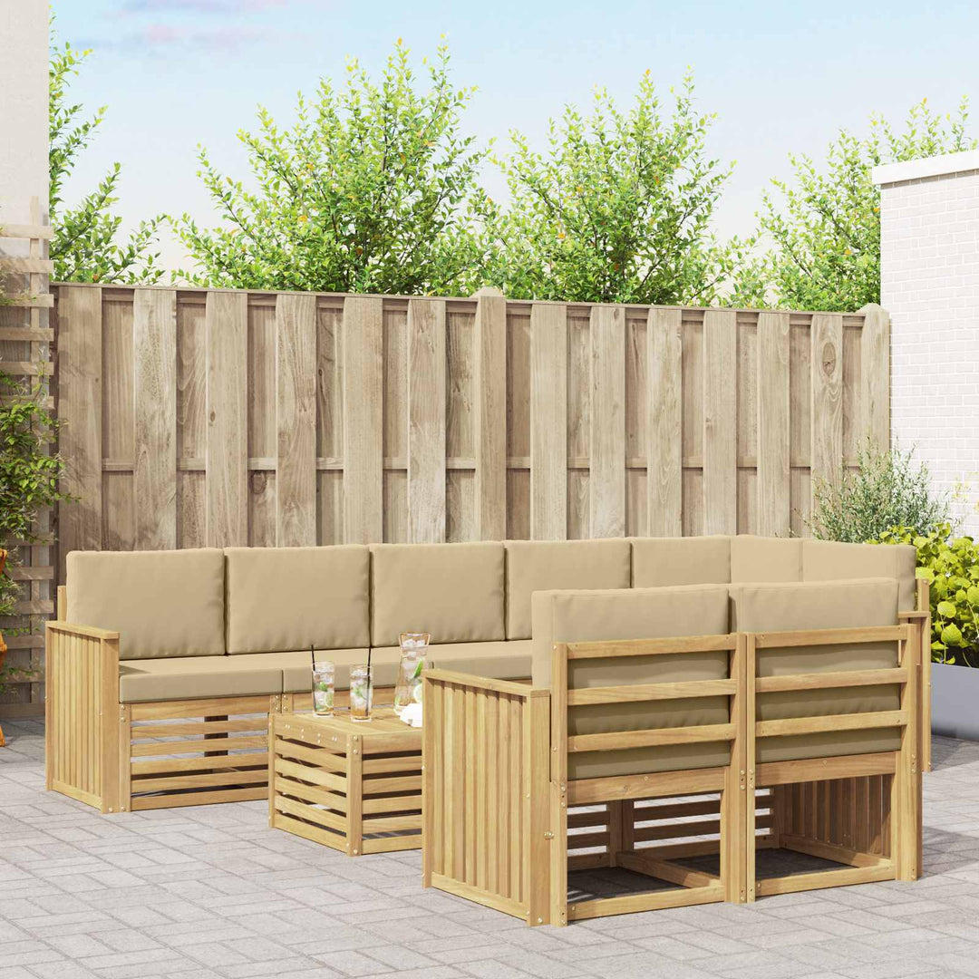 Udendørs sofagruppe 9 pcs Hvid og Beige 59 x 59 x 37 cm