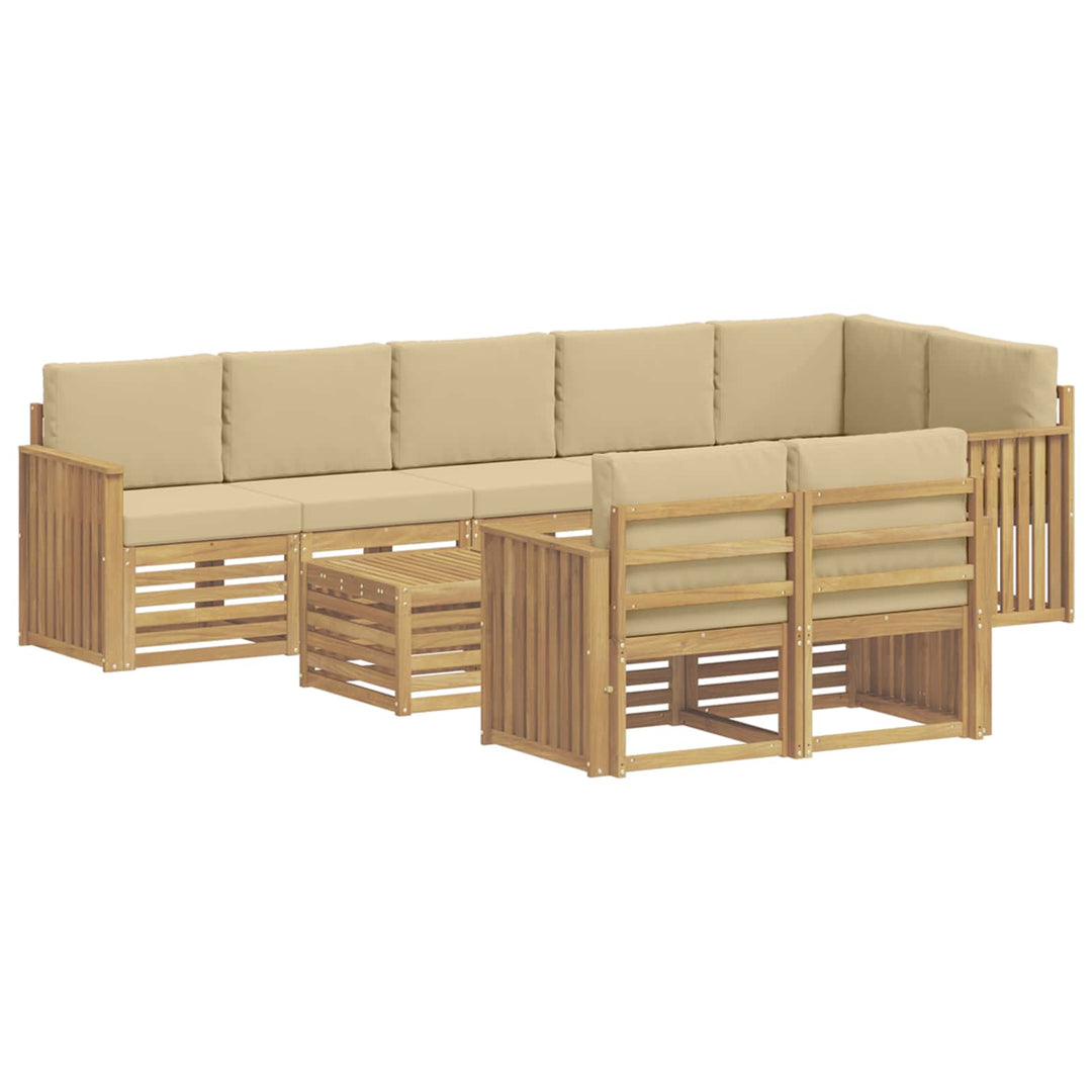 Udendørs sofagruppe 9 pcs Hvid og Beige 59 x 59 x 37 cm