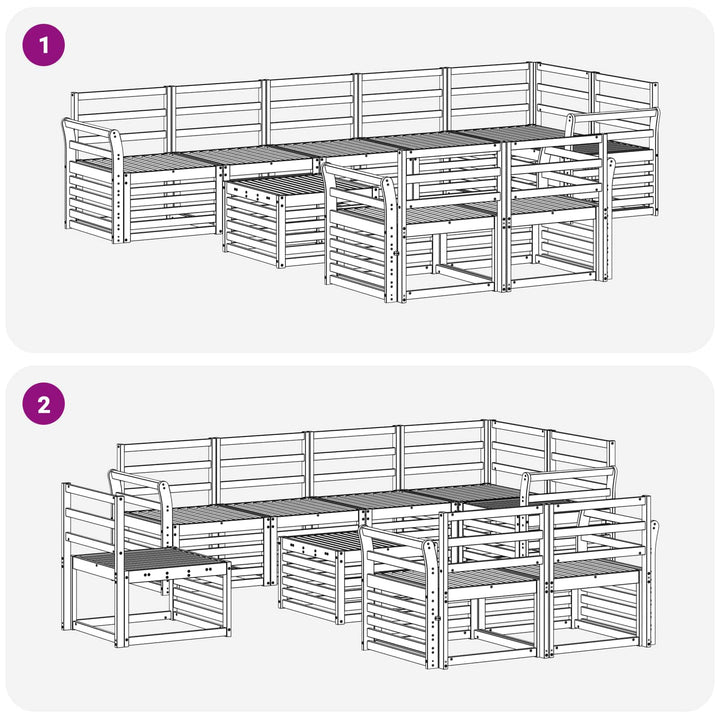 Udendørs sofagruppe 9 pcs Hvid 59 x 59 x 37 cm