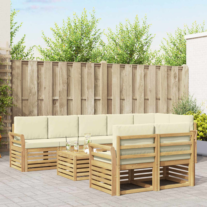 Udendørs sofagruppe 9 pcs Hvid og cremefarvet 59 x 59 x 37 cm