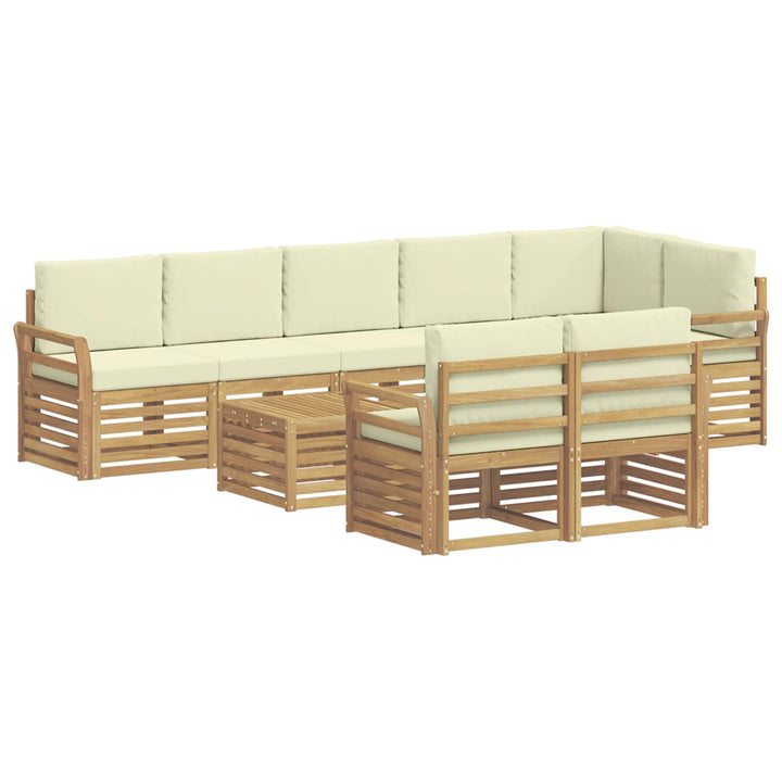 Udendørs sofagruppe 9 pcs Hvid og cremefarvet 59 x 59 x 37 cm