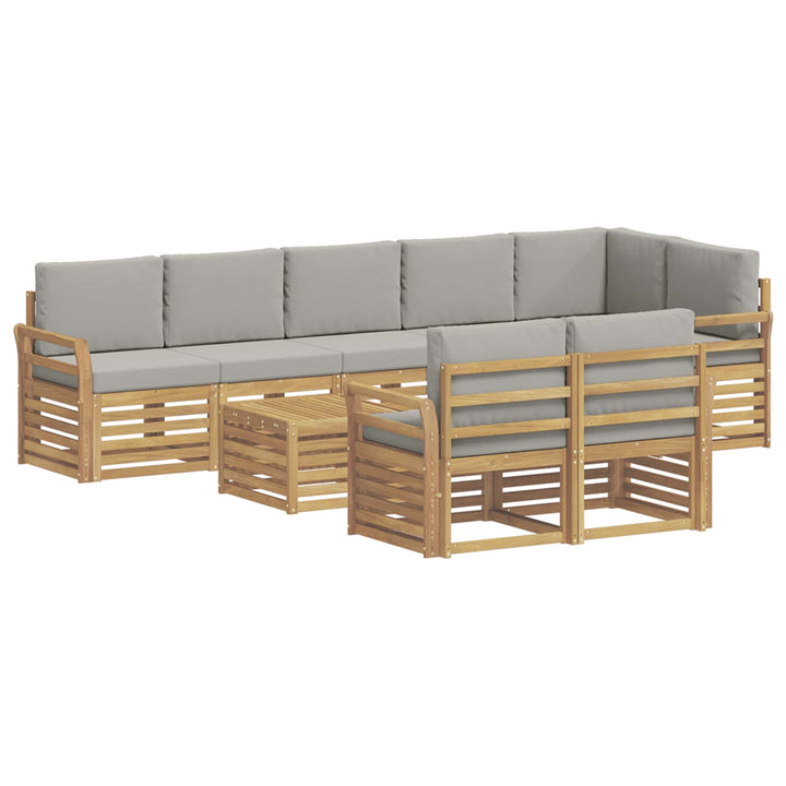 Udendørs sofagruppe 9 pcs Hvid og lysegrå 59 x 59 x 37 cm