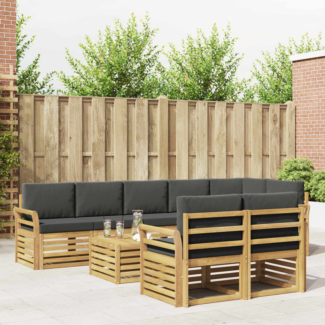 Udendørs sofagruppe 9 pcs Hvid og antracit 59 x 59 x 37 cm