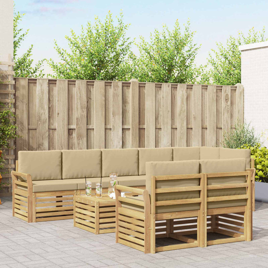 Udendørs sofagruppe 9 pcs Hvid og Beige 59 x 59 x 37 cm