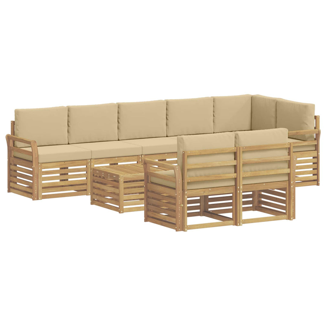 Udendørs sofagruppe 9 pcs Hvid og Beige 59 x 59 x 37 cm