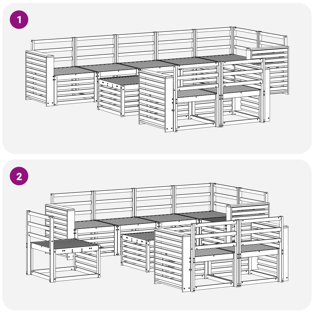 Udendørs sofagruppe 9 pcs Hvid 59 x 59 x 37 cm
