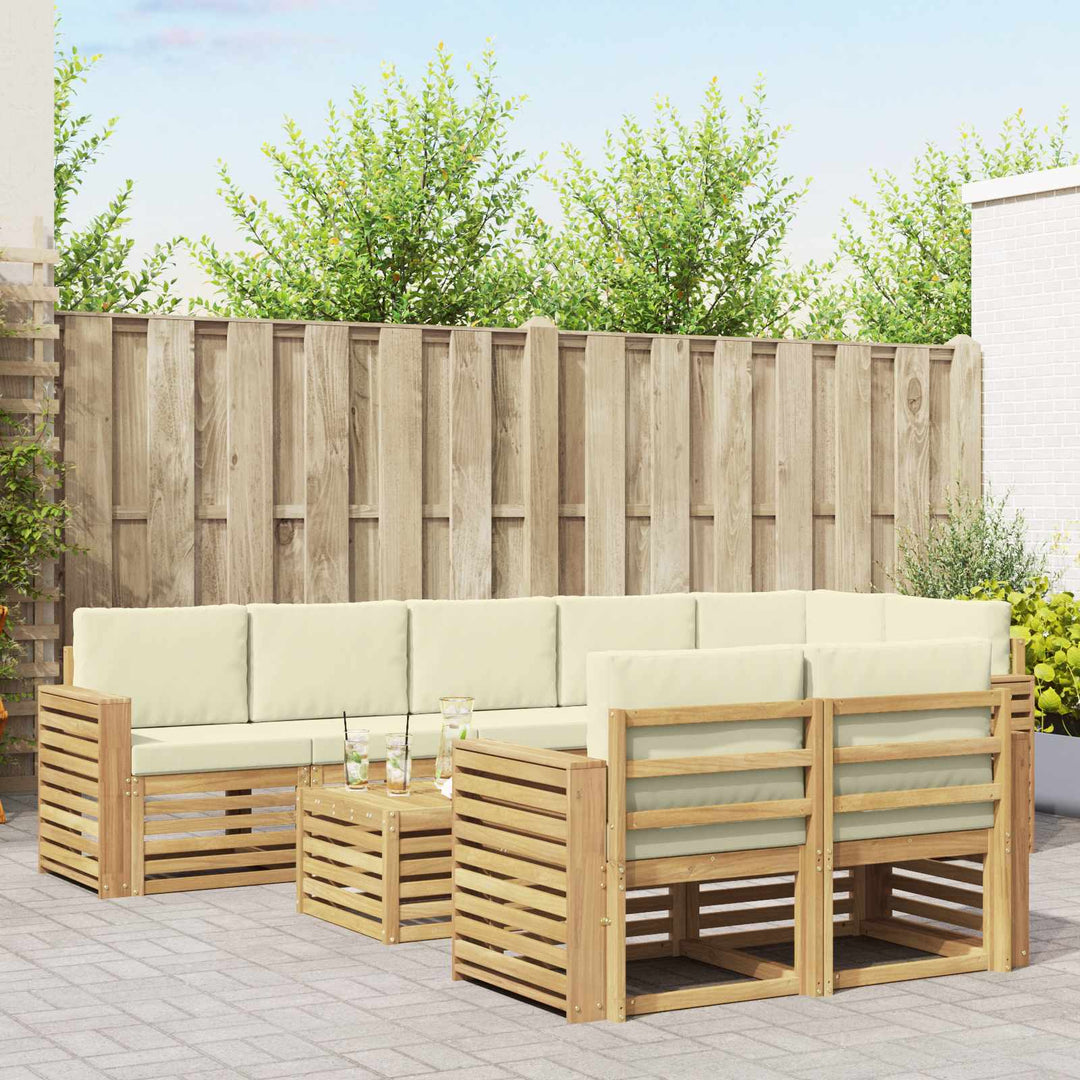 Udendørs sofagruppe 9 pcs Hvid og cremefarvet 59 x 59 x 37 cm