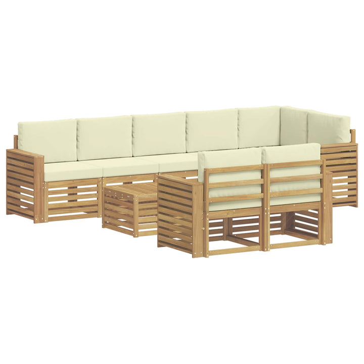 Udendørs sofagruppe 9 pcs Hvid og cremefarvet 59 x 59 x 37 cm