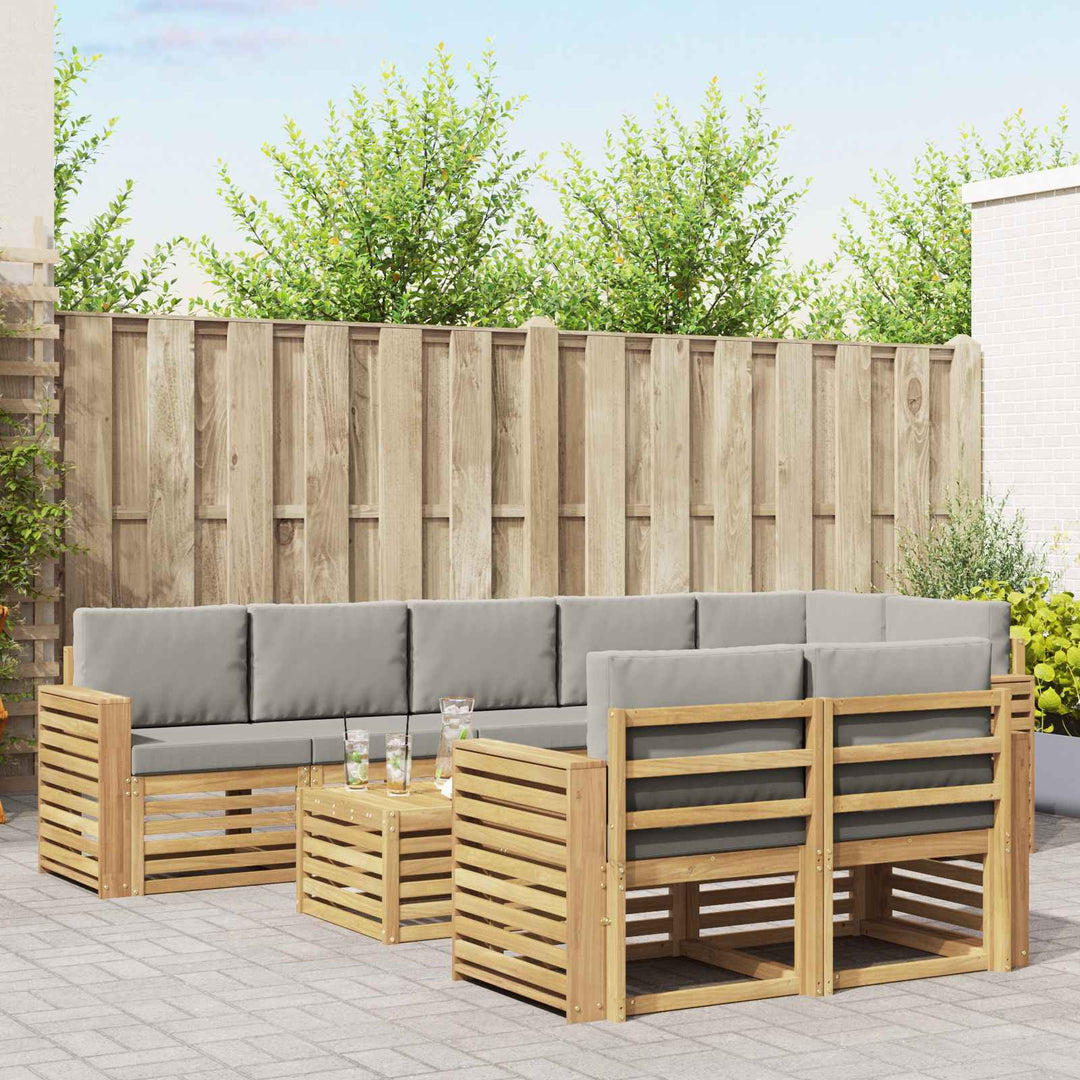 Udendørs sofagruppe 9 pcs Hvid og lysegrå 59 x 59 x 37 cm